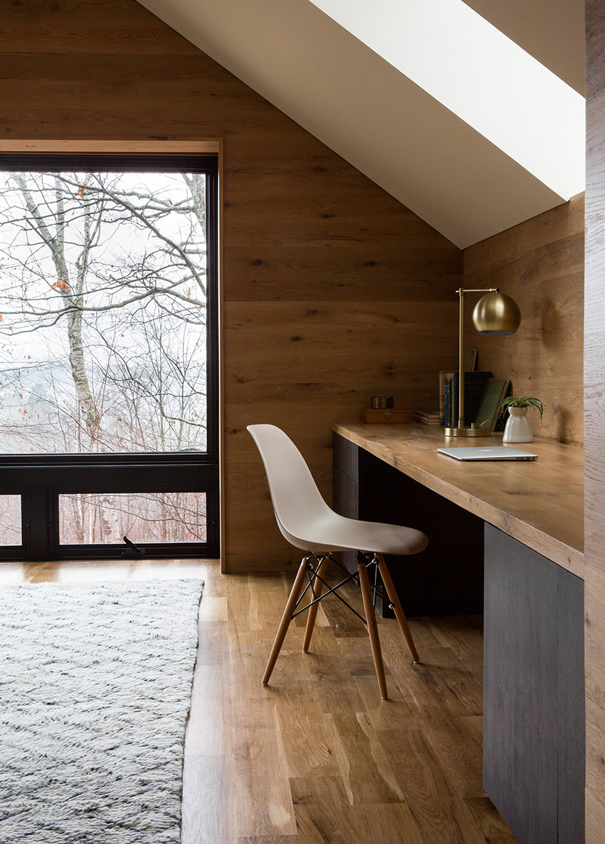 Morgan Architecture berkshire study modern skylight custom desk clean lines oak wood paneling